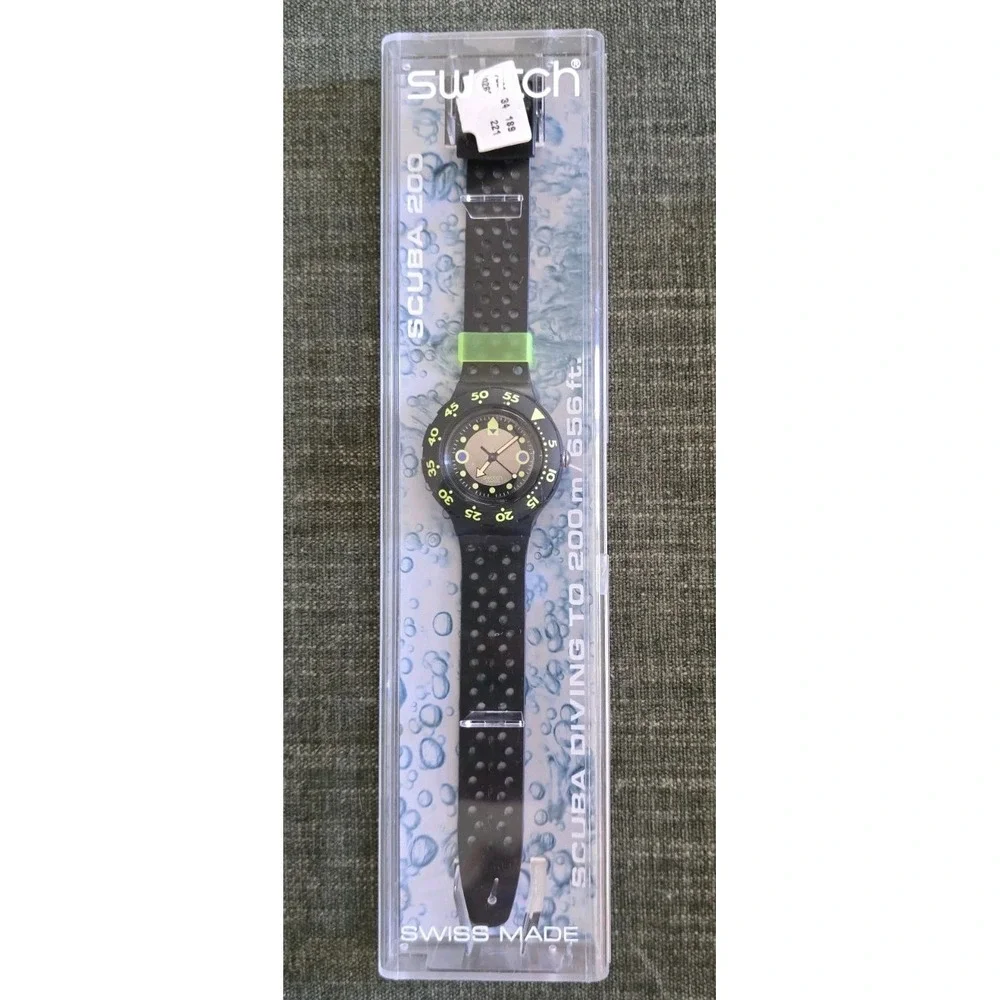 Swatch Scuba 200 SDK101 Barrier Reef Vintage Black Green Diving Watch Swiss Made